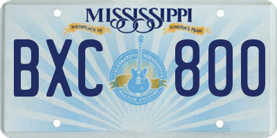 MS license plate BXC800