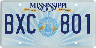 MS license plate BXC801