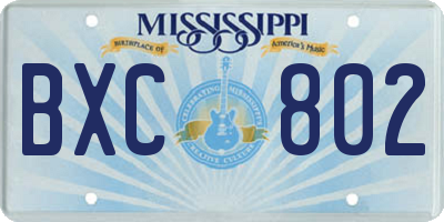 MS license plate BXC802