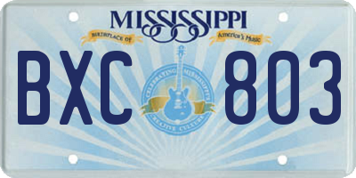 MS license plate BXC803