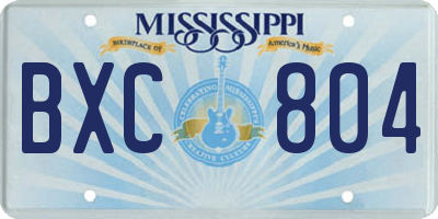 MS license plate BXC804