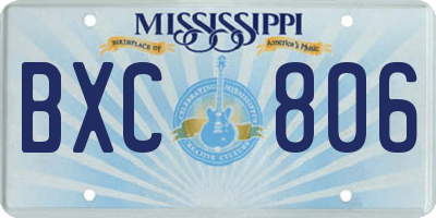 MS license plate BXC806