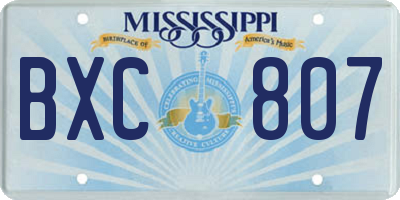 MS license plate BXC807