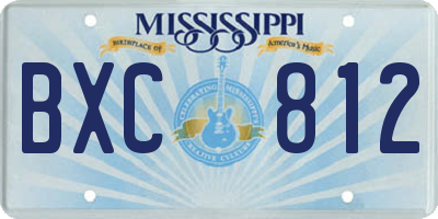MS license plate BXC812