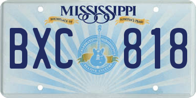MS license plate BXC818