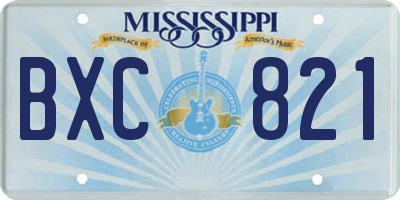 MS license plate BXC821
