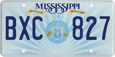 MS license plate BXC827