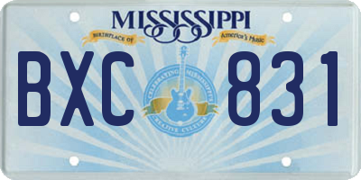 MS license plate BXC831