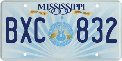 MS license plate BXC832