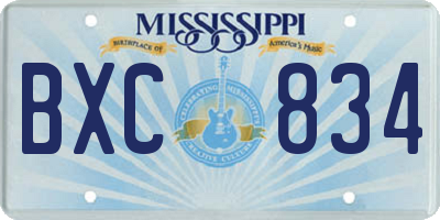 MS license plate BXC834