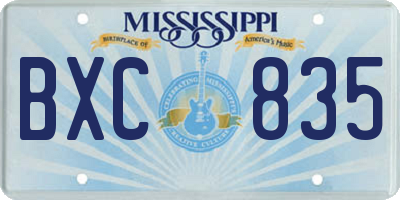MS license plate BXC835