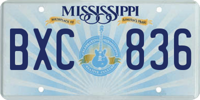 MS license plate BXC836