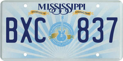 MS license plate BXC837