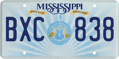 MS license plate BXC838