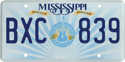 MS license plate BXC839