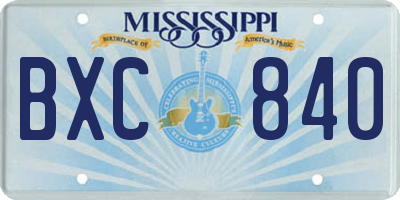 MS license plate BXC840