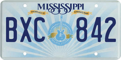 MS license plate BXC842