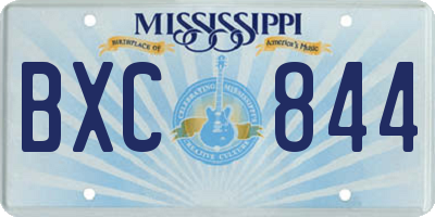 MS license plate BXC844