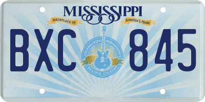MS license plate BXC845
