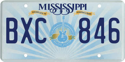 MS license plate BXC846