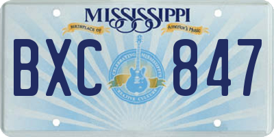 MS license plate BXC847