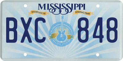 MS license plate BXC848