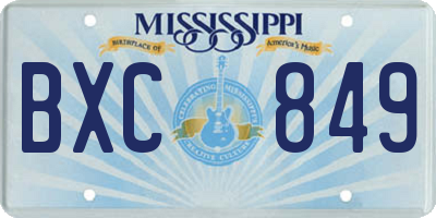 MS license plate BXC849