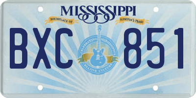 MS license plate BXC851