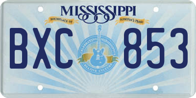 MS license plate BXC853