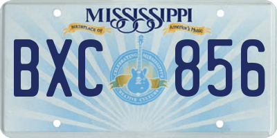 MS license plate BXC856