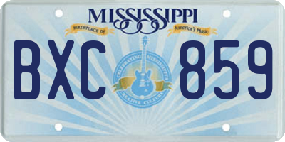 MS license plate BXC859