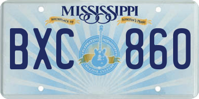 MS license plate BXC860