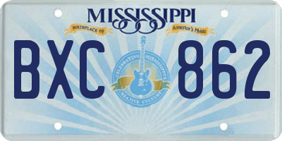 MS license plate BXC862