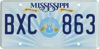 MS license plate BXC863