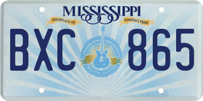 MS license plate BXC865