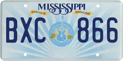 MS license plate BXC866