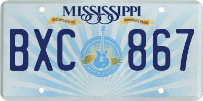 MS license plate BXC867