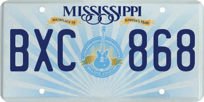 MS license plate BXC868