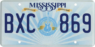 MS license plate BXC869