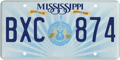 MS license plate BXC874