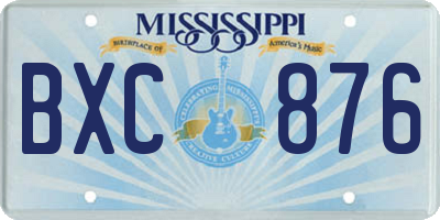 MS license plate BXC876