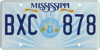 MS license plate BXC878