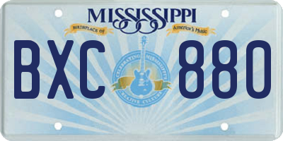 MS license plate BXC880