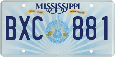 MS license plate BXC881