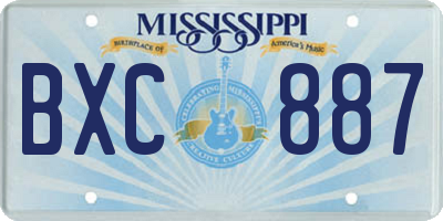 MS license plate BXC887