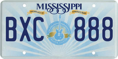 MS license plate BXC888