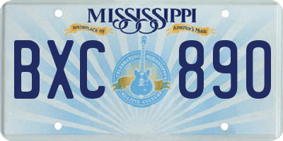 MS license plate BXC890
