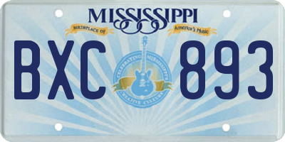 MS license plate BXC893