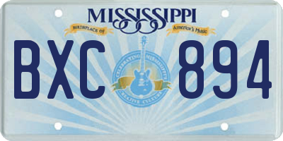 MS license plate BXC894