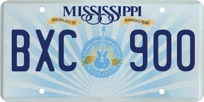 MS license plate BXC900